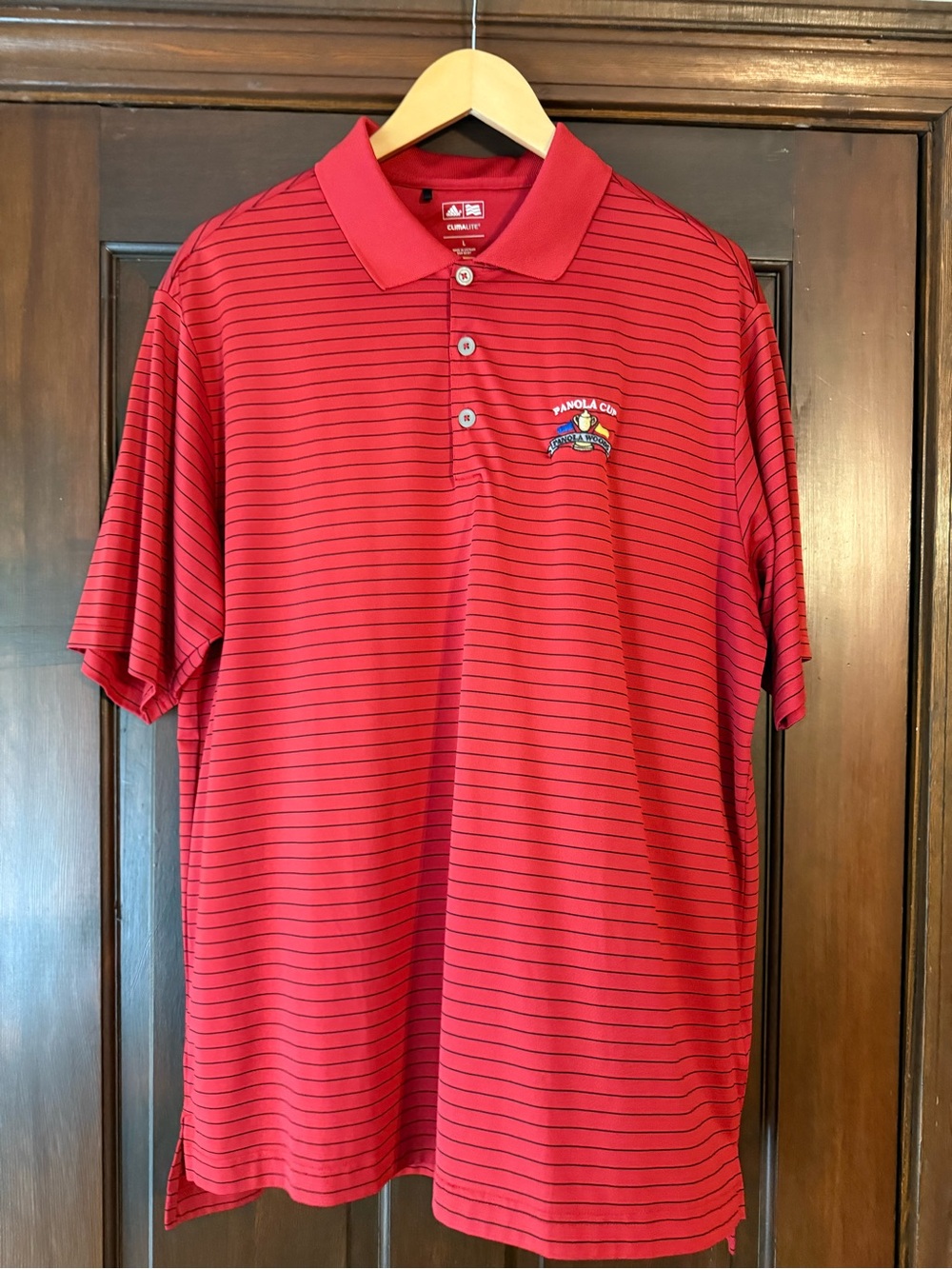 adidas Red and Black Striped Golf Polo Tournament Shirt